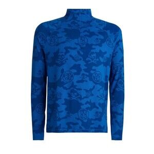 G/Fore G4 Golf Shirt Mens Large Blue Surf Pullover Icon Camo Luxe Skull & T Top